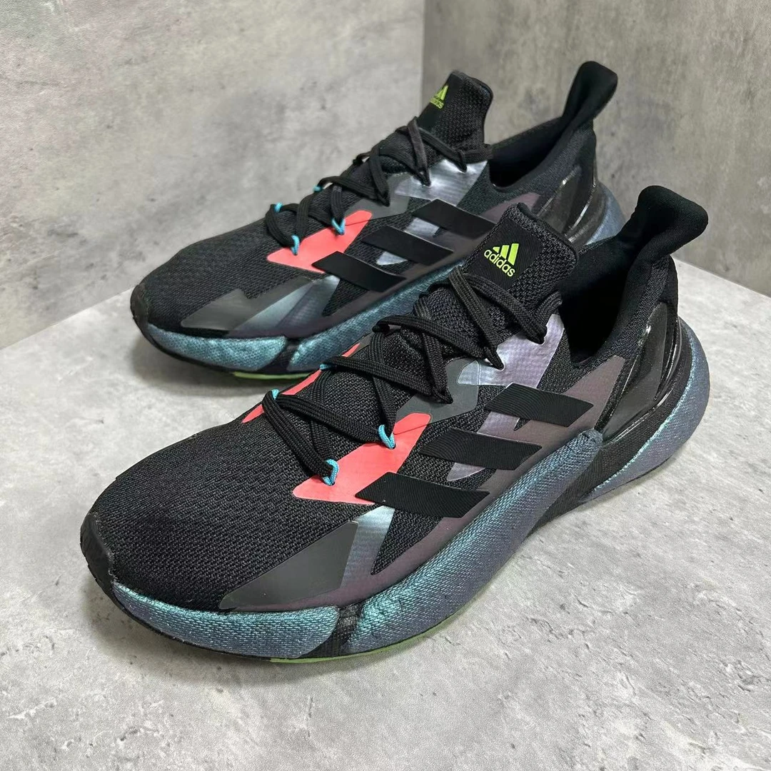 42码 adidas X9000i4 圆头 低帮 休闲跑步鞋 黑红绿