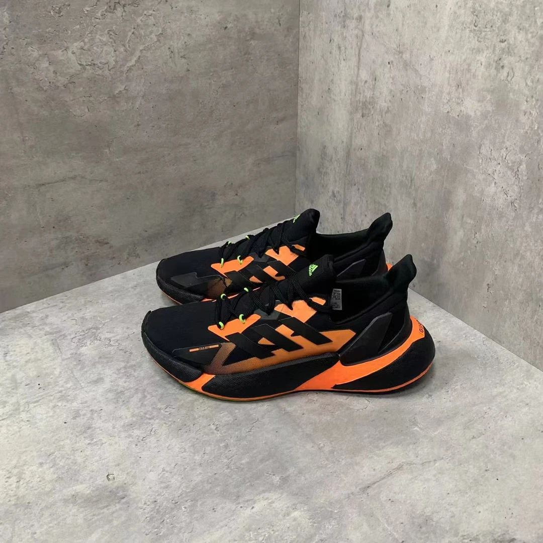 41码 adidas 无原鞋垫 低帮 休闲跑步鞋 黑橙