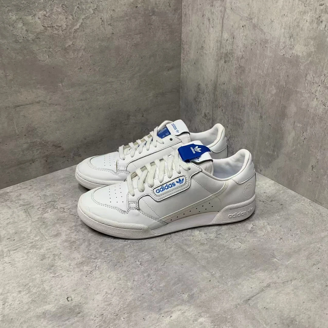 42码 98新 adidas originals Continental 蓝标纯白小板鞋