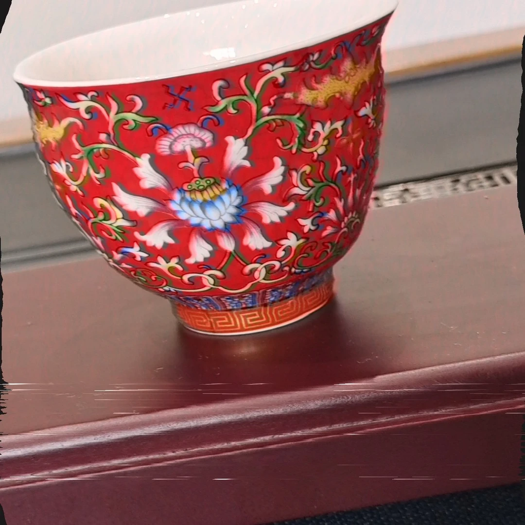 家用商用中国瓷都德化手工陶瓷珐琅彩大号主人杯茶碗水杯六杯套装