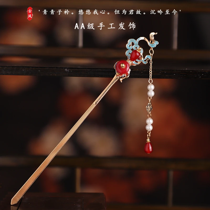 古风汉服簪子盘发发簪日常百搭简约簪流苏中国风头饰发饰品女