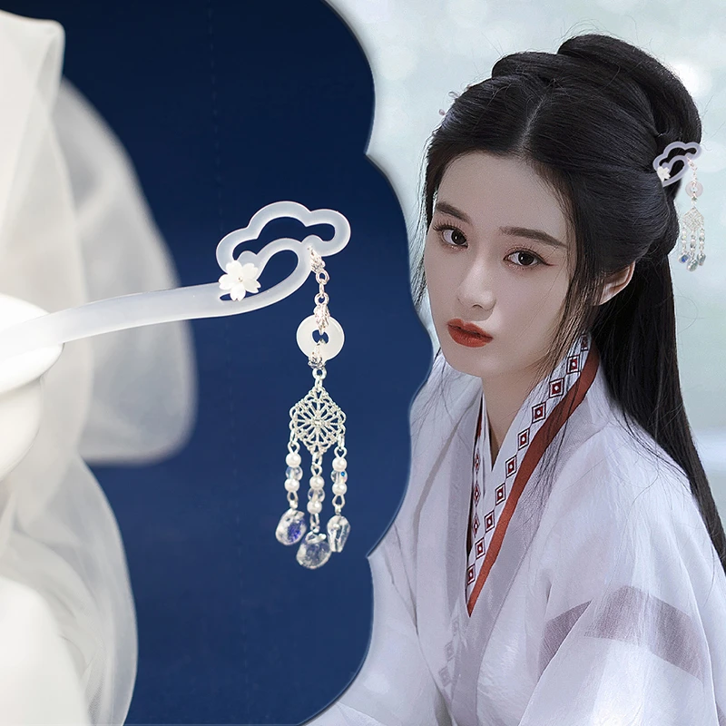 古风醋酸发簪简约现代日常流苏簪子盘发素簪发钗汉服发饰旗袍配饰