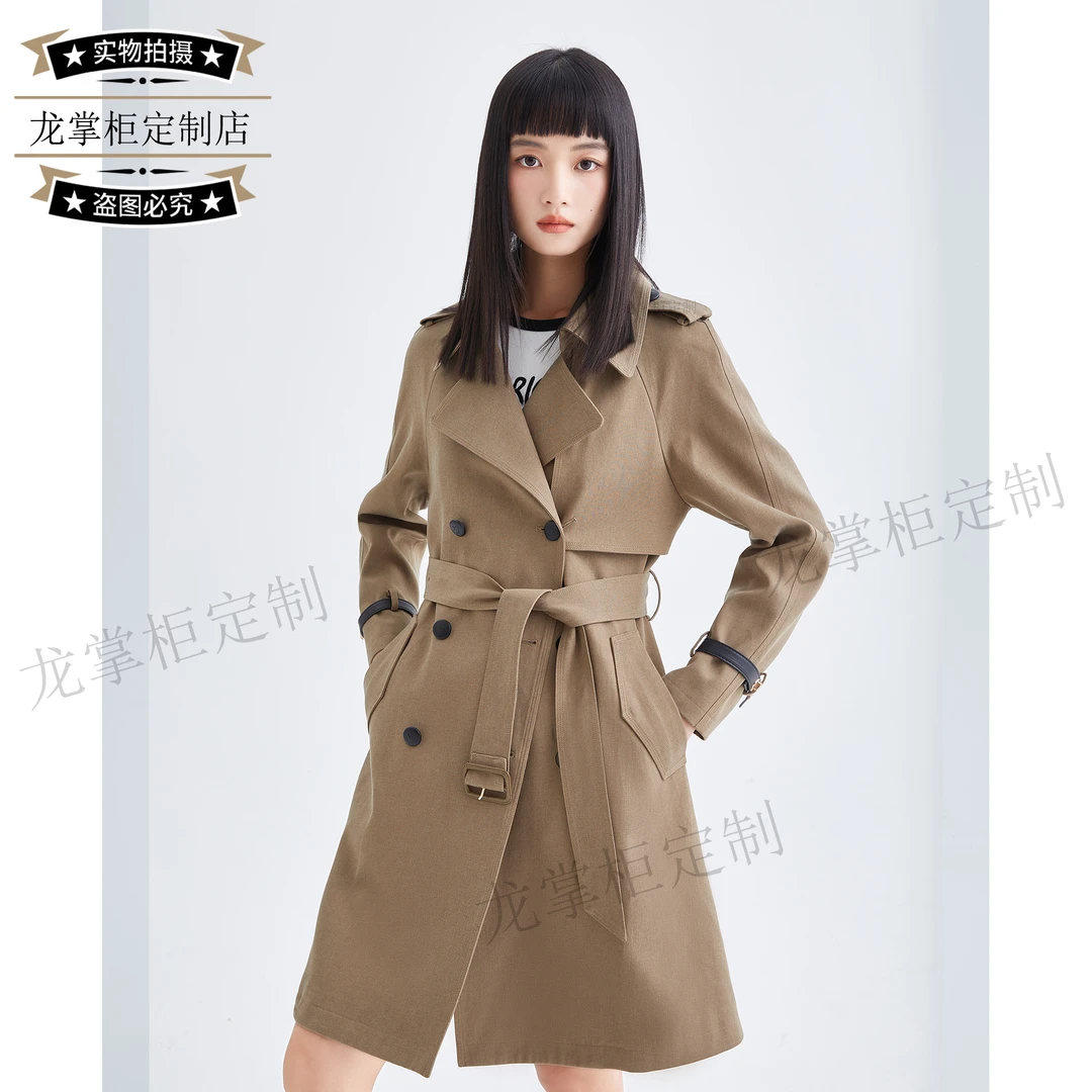 【龙掌柜】24秋季天丝双排扣气质显瘦女士风衣外套93530