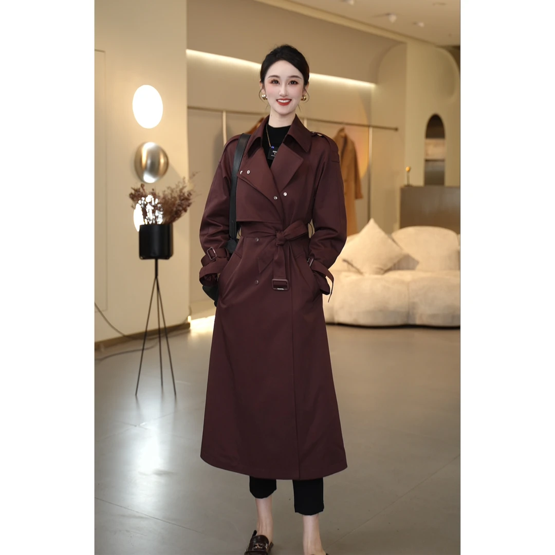 【龙掌柜】25秋新款显瘦收腰气质女士时尚中长款百搭风衣65259