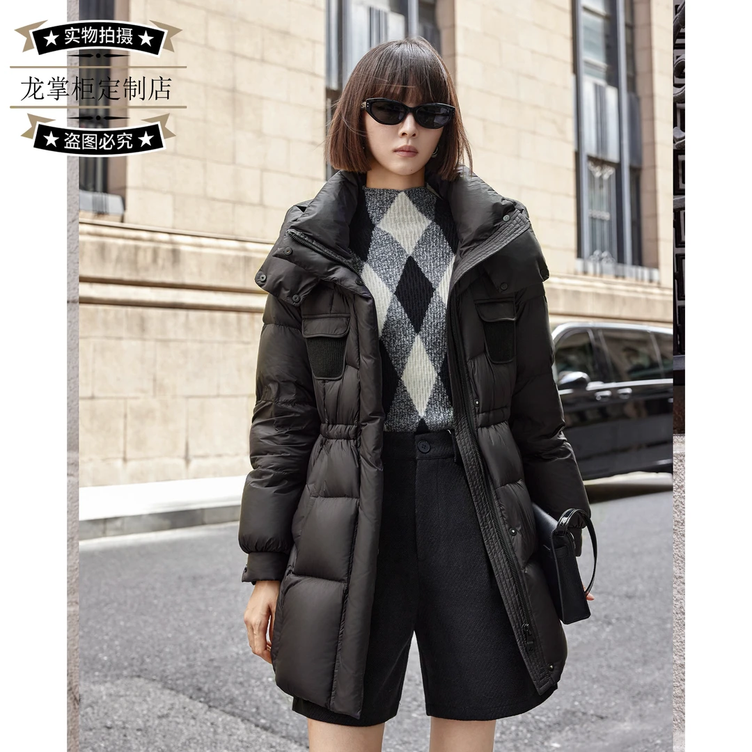 【龙掌柜】90白鸭绒24新款时尚收腰女士保暖短款羽绒服85910