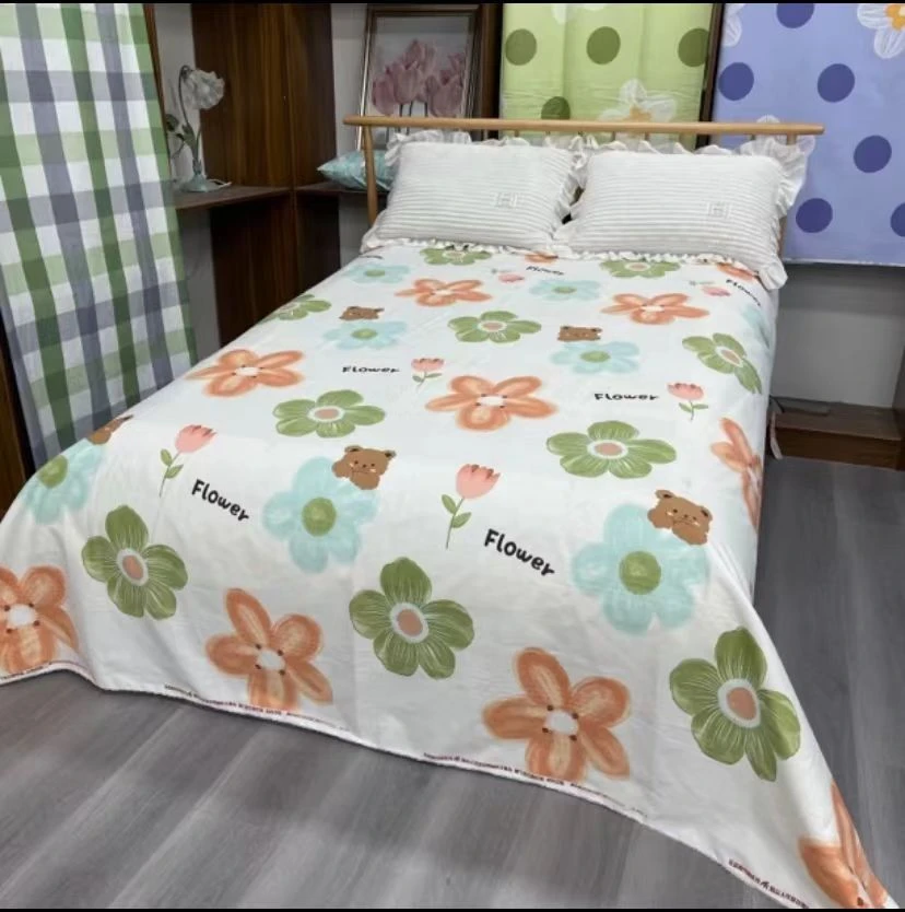 【双人床单】 花园 五福锦缎 粗布 棉 透气时尚 195*245 正负5厘米