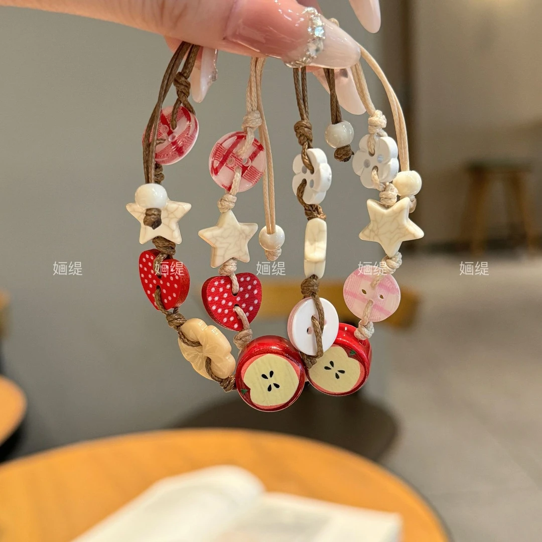 铁仿水晶手链 圣诞平安夜苹果星星手链ins森系编织情侣闺蜜手绳甜