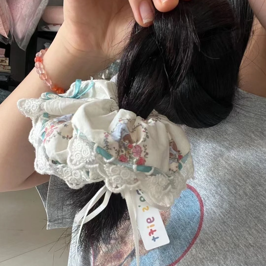 韩系软妹芭蕾风丝带发圈镂空大肠扎头皮筋头饰发饰可爱赵露思同款