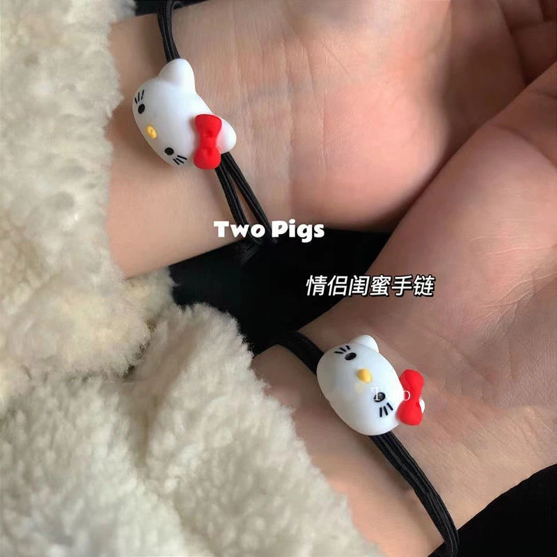 可爱Hello Kitty发绳送男友小皮筋闺蜜一对手链甜美少女头绳两用