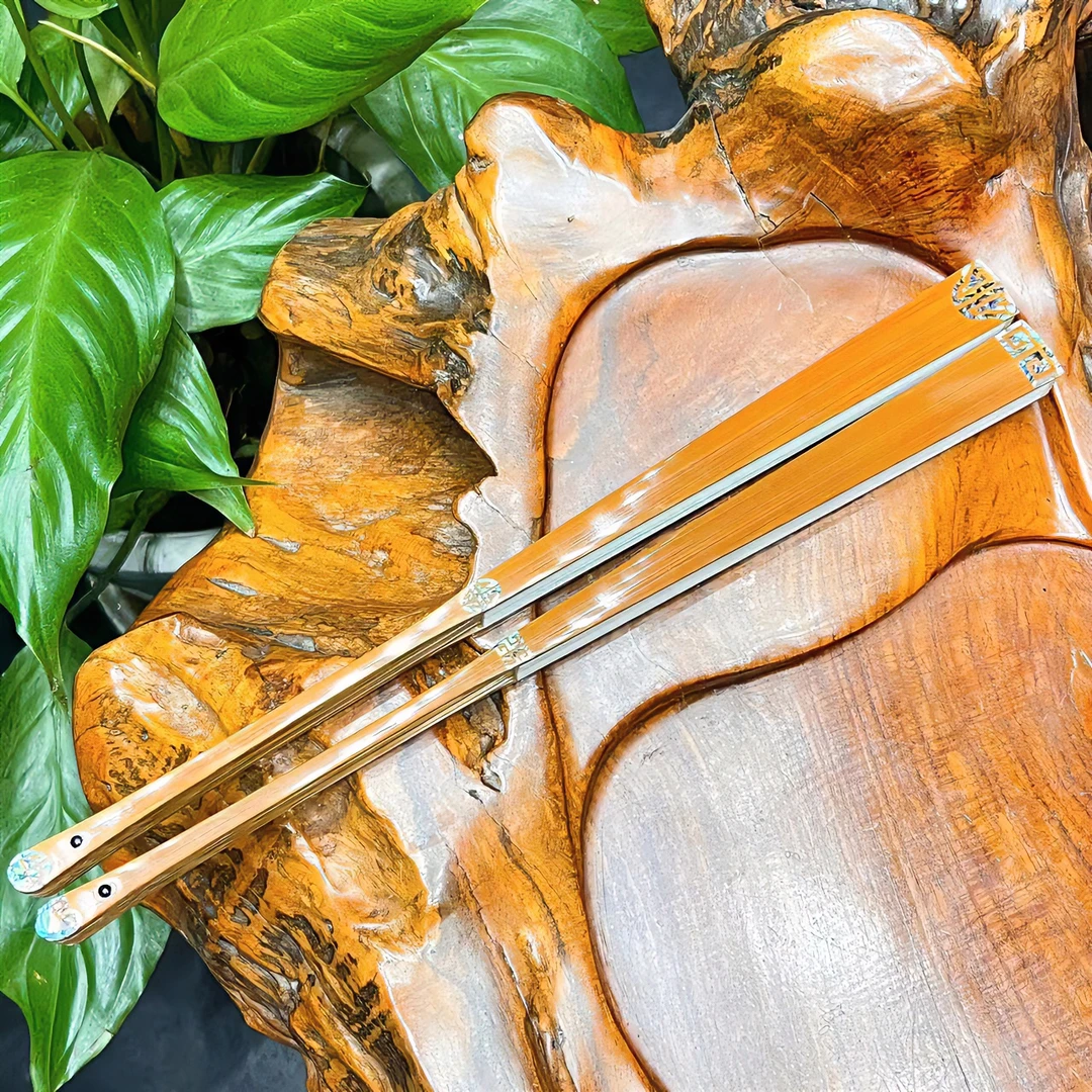 张军显手制 老玉竹嵌螺钿  文玩苏扇  默认不粘扇面