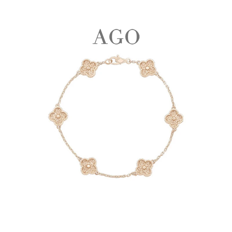 925银手链 「AGO」925银 四叶草幸运草六花ins百搭极简轻奢手链