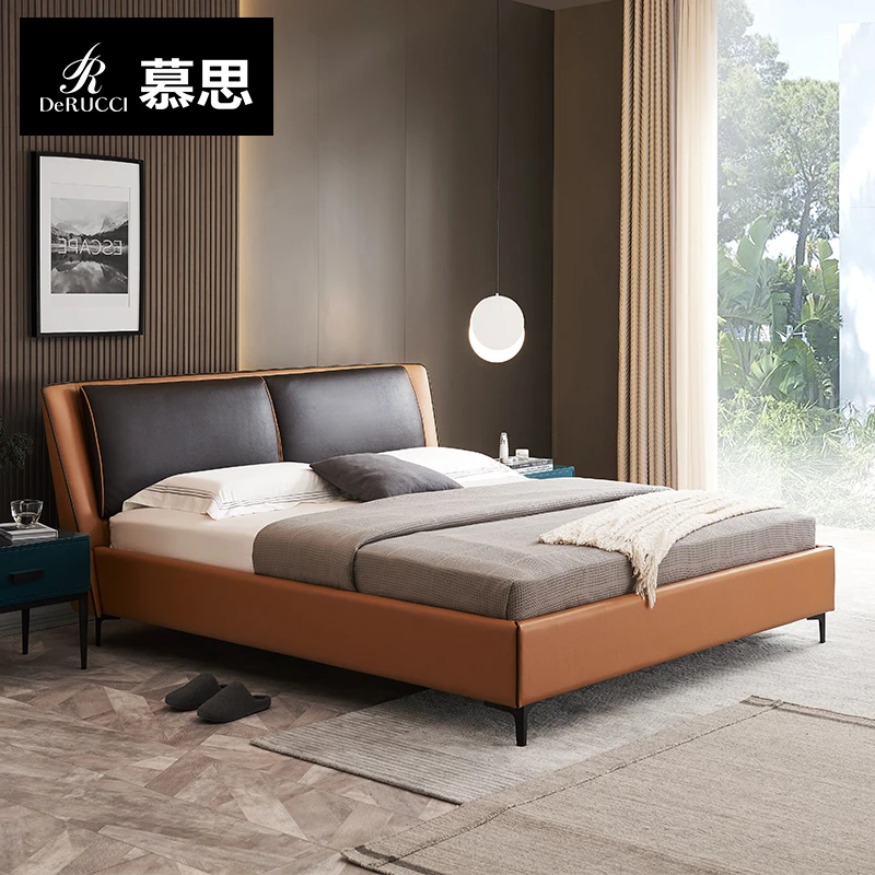 DE RUCCI/慕思皮床现代简约主卧双人床轻奢婚床软包床大床小蛮腰