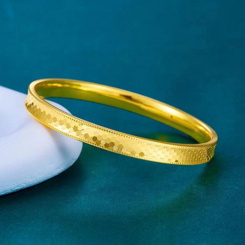 水贝黄金龙鳞手镯足金999镯子卡6面宽5D硬金工艺时尚精美百搭按克