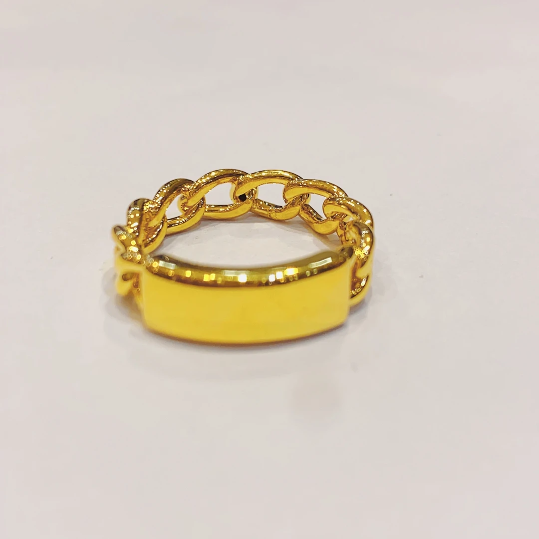 黄金链条方块戒指足金999指环时尚精美礼物硬金工艺黄金首饰直播