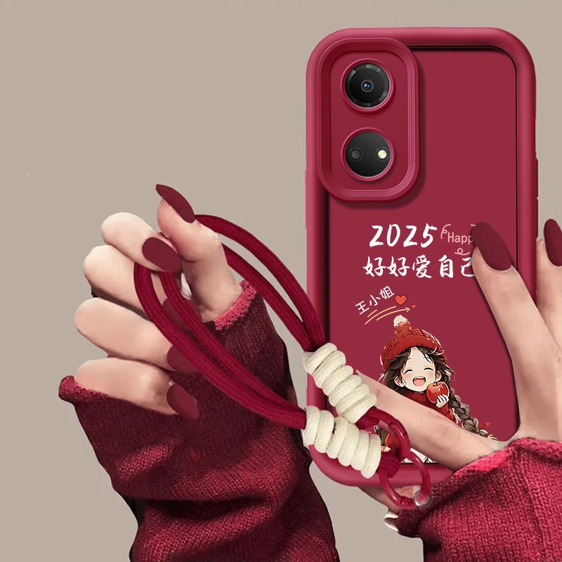 适用于荣耀畅玩30plus手机壳酒红好好爱自己天眼阶梯百家姓新款