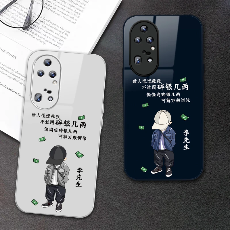 适用于华为P50pro液态玻璃壳碎银几两新款包边防摔手机壳