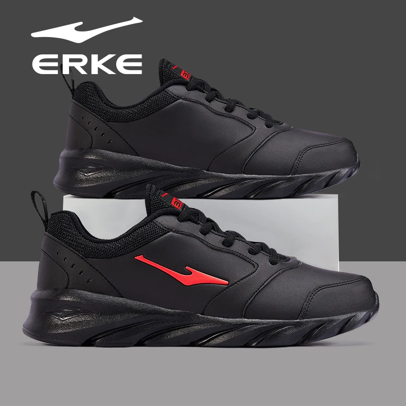鸿星尔克男鞋2025新款红星官方旗舰皮面运动鞋软底父亲中年爸爸鞋