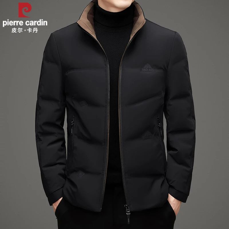 皮尔卡丹男士羽绒服短款立领冬季保暖中青年商务休闲男装冬装外套