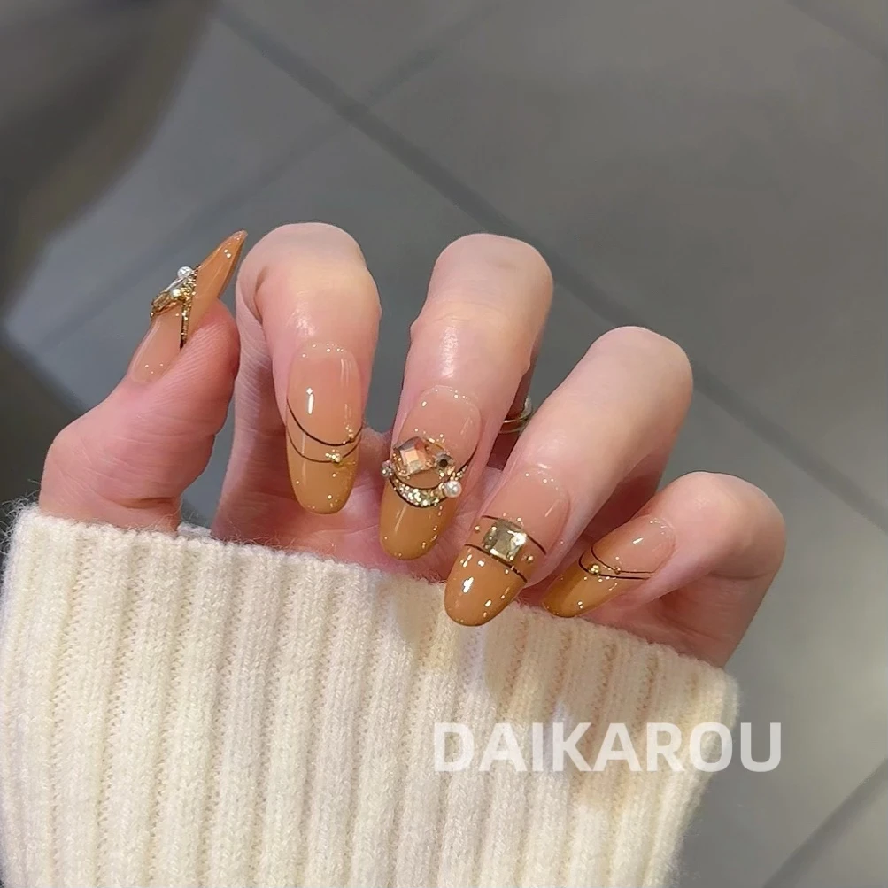 秋韵流金 黛卡柔 预售 新甲型 此度 短椭圆 中椭圆手工穿戴甲10片