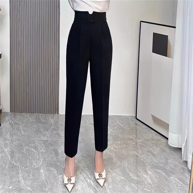 秋款7520女士高腰西装裤烟管时尚气质洋气小脚裤百搭显瘦休闲裤