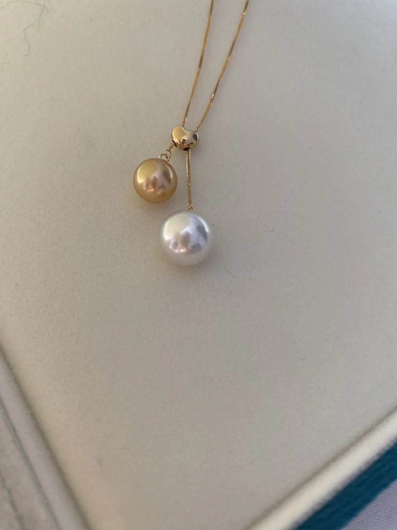 海水珠金珠+akoya双珠吊坠