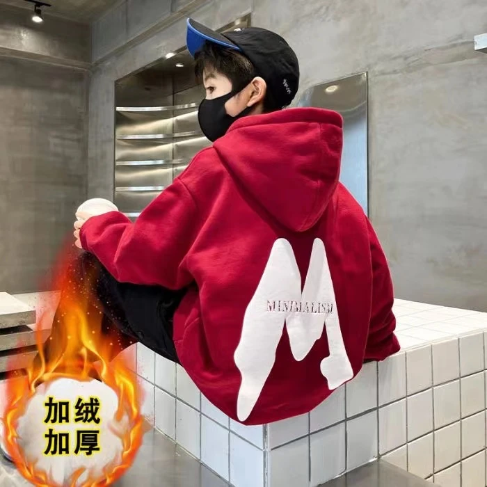 男童连帽卫衣春秋款2023新款中大童洋气男孩春季儿童炸街上衣潮牌