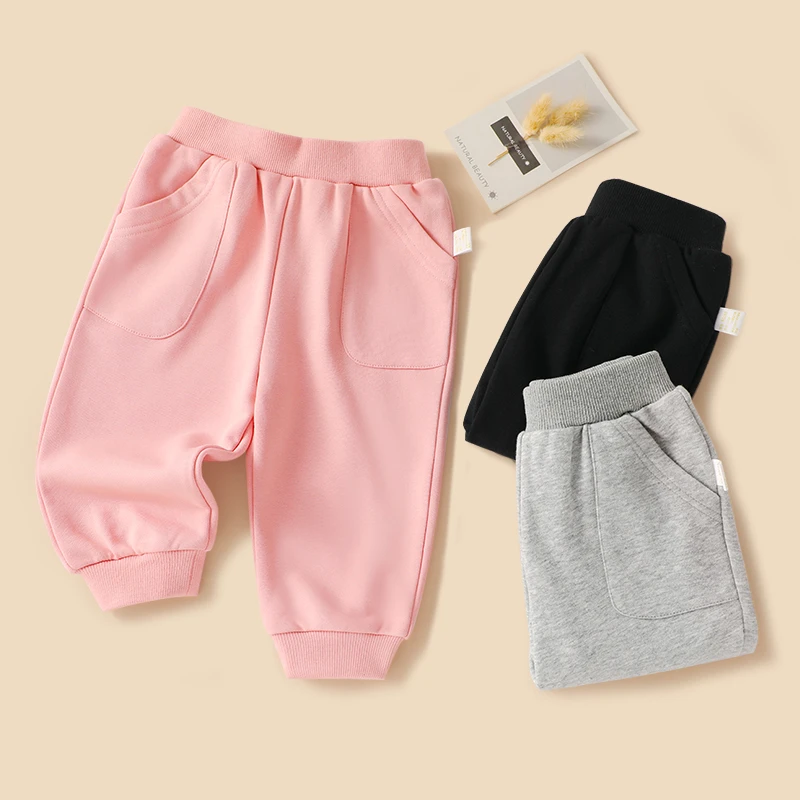 男童毛圈卫裤春秋女童可爱休闲裤儿童外穿运动长裤洋气宝宝外出服