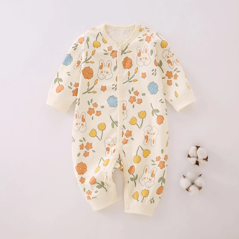 婴儿连体衣纯棉新生儿男女宝宝婴幼儿春装长袖外出满月衣服爬爬服