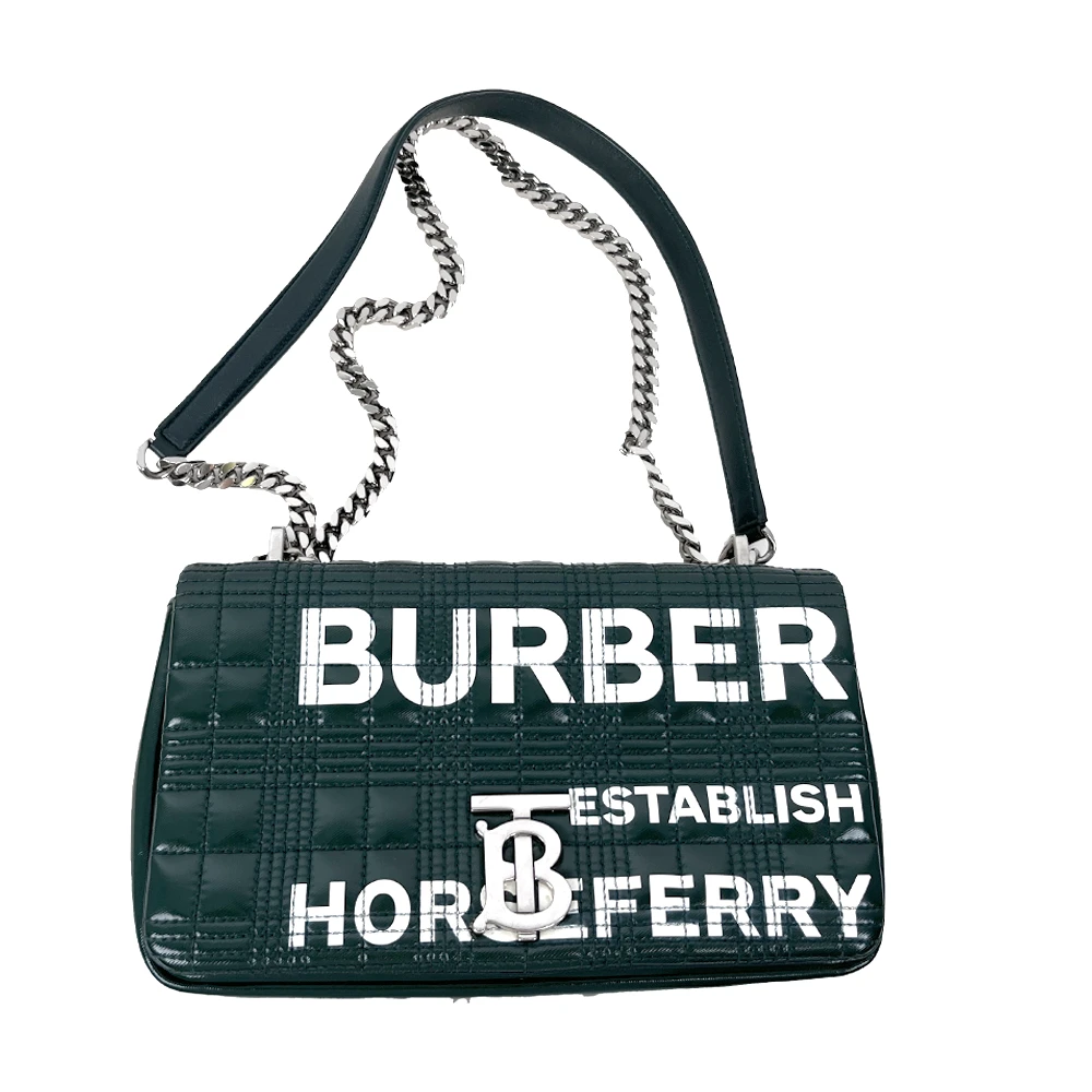 95新 BURBERRY/博柏利 Lola萝拉单肩斜挎手提女士包 墨绿色