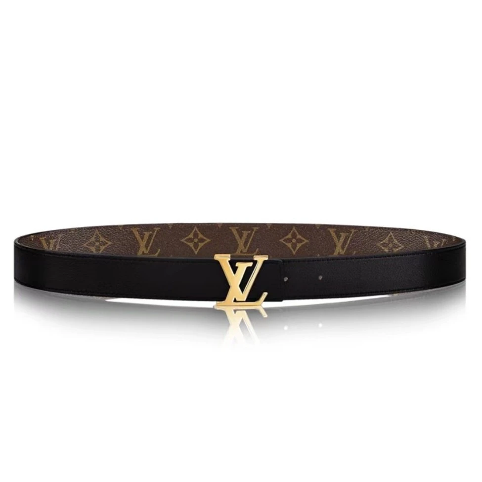 99新 LouisVuitton/路易威登  金标老花黑内女士腰带 3CM宽  经典