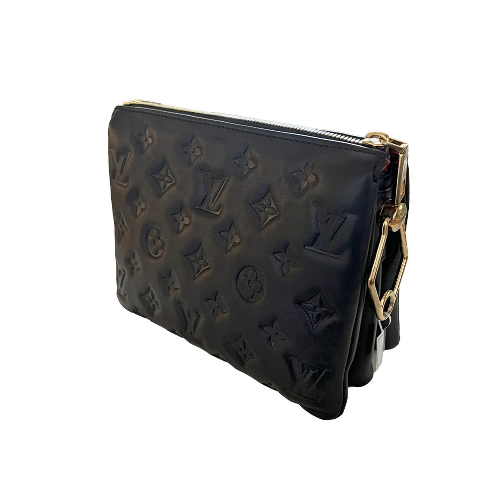95新 LouisVuitton/路易威登 黑色coussin BB 浮雕印花链条包时尚