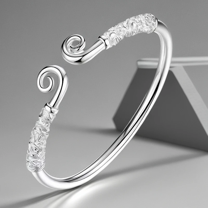 足银手镯 D22足银999.9紧箍咒爱你开口手镯【带证书有运费险】