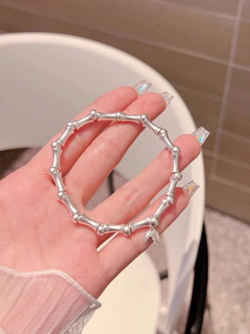 足银手链 D25 8克足银999.9竹节古法磨砂手串