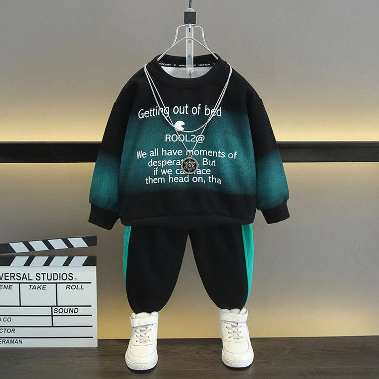 儿童秋季两件套2025新款男童时尚卫衣洋气痞帅男孩春秋款运动衣服
