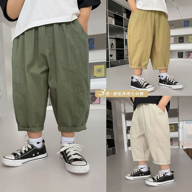 男童工装七分裤夏装夏款婴儿童装洋气小童宝宝中裤子潮夏季X4467