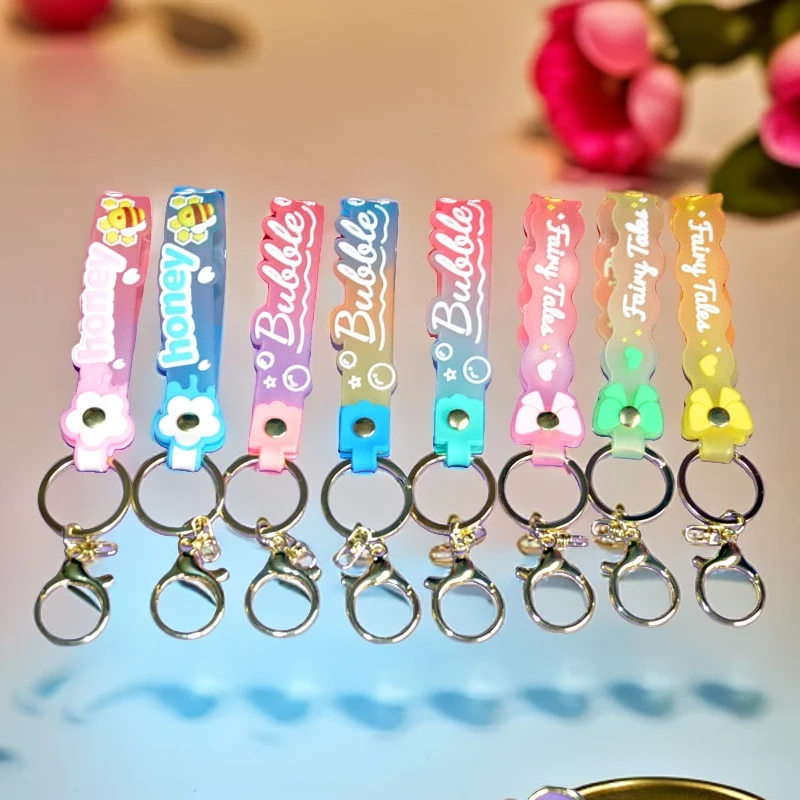 卡通PVC滴油软胶绳圈链条软皮绳diy书包女生龙虾扣钥匙扣挂件配件