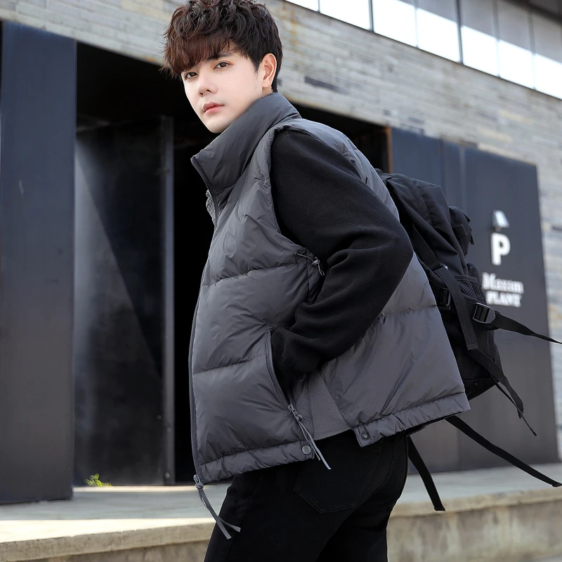 羽绒马甲男士短款秋冬季宽松大码百搭高级感鸭绒马夹无袖坎肩外套