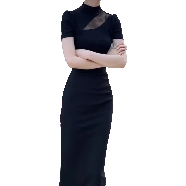 纳霍浦勒改良高级感气质修身显瘦赫本风包臀礼服连衣裙女夏季新款