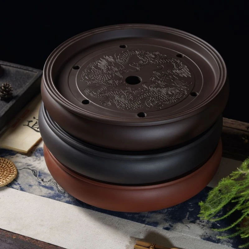 紫砂陶瓷功夫茶具 储水干泡台茶盘 家用茶台简约小号茶海茶托托盘
