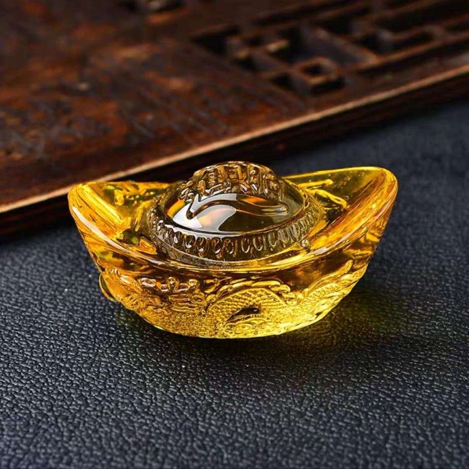 【中元宝】琉璃工艺金元宝桌面创意财财实心摆件/个FL-1152