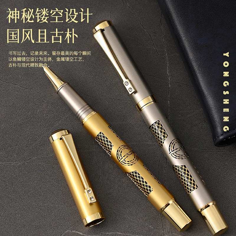 永生9562镂空网格美工弯尖钢笔成人学生书法练字书法办公金属钢笔