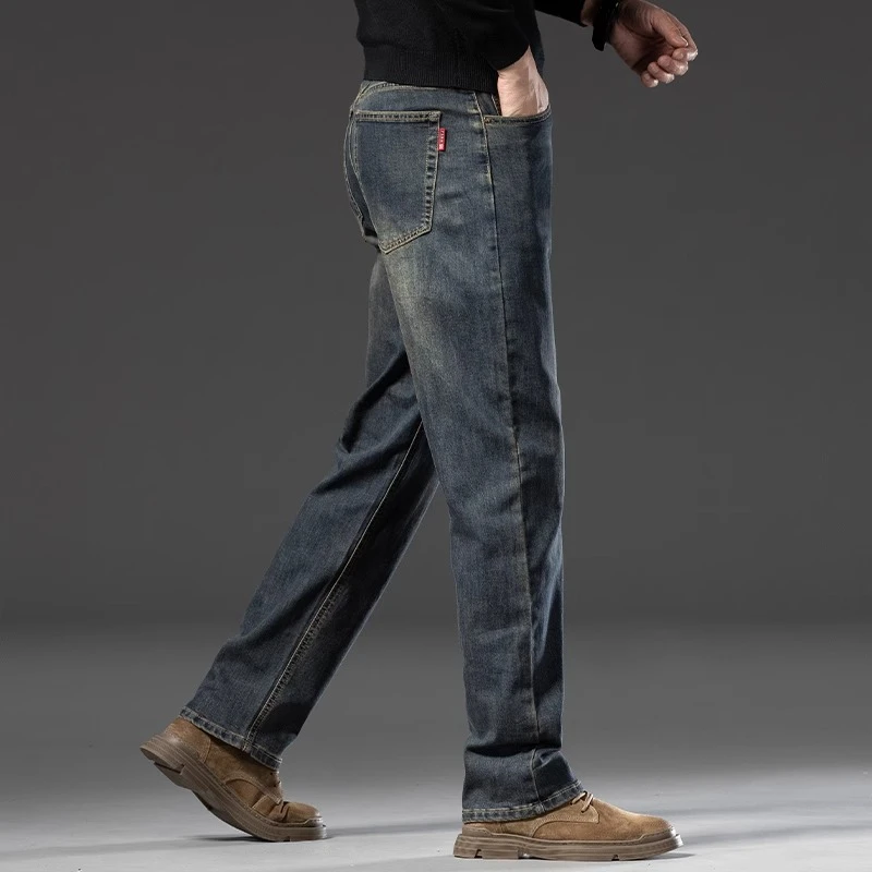 LUYEWEGER/路约威格新款秋季复古牛仔裤宽松直筒中年阔腿款男装
