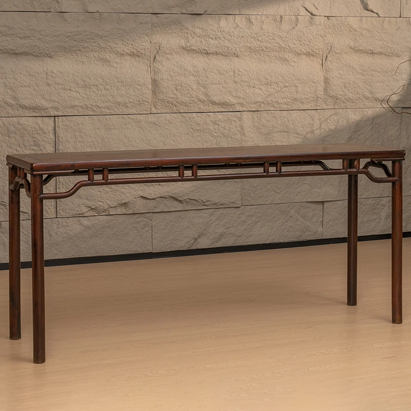 清 红木罗锅枨双矮栳条桌古董艺术品