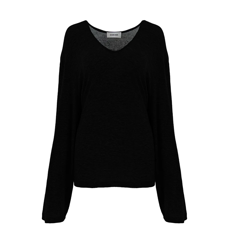 【ECHOADE 设计师品牌】SND PF24 深V长袖套衫 黑色百搭时尚