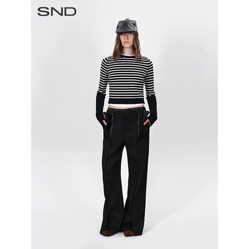 【SNDRARELY ALIKE 设计师品牌】SND AW24 双拉链搭片直筒西装长裤