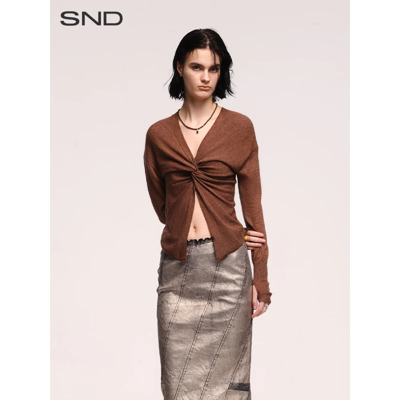 【OUDE WAAG 设计师品牌】SND FW24 亮丝V领扭结衫 夏季百搭