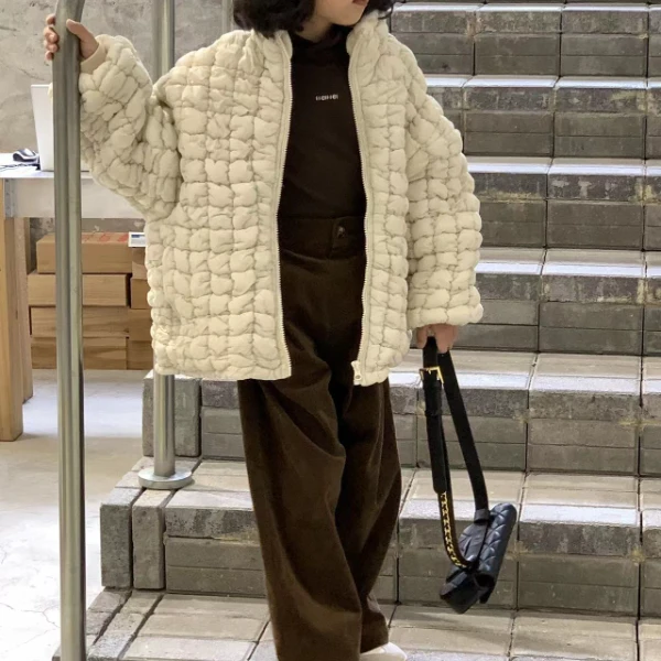 【小跟班 高品质】2023年秋冬韩版中大童泡泡格百搭款棉服外套 151