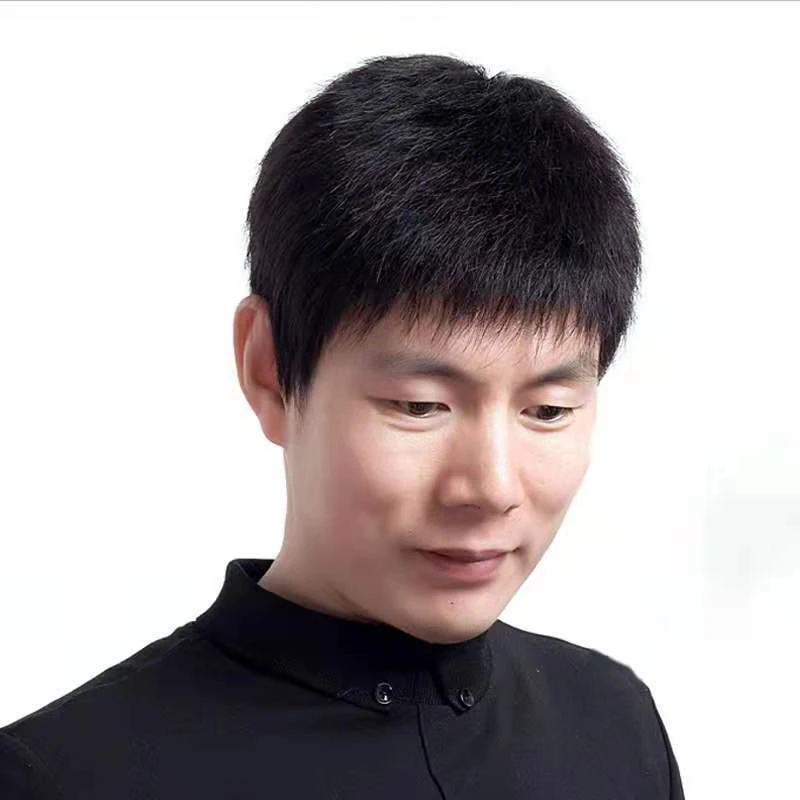 真发男士中老年气质假发真人发自然透气短直发毛寸整顶全头套WYF