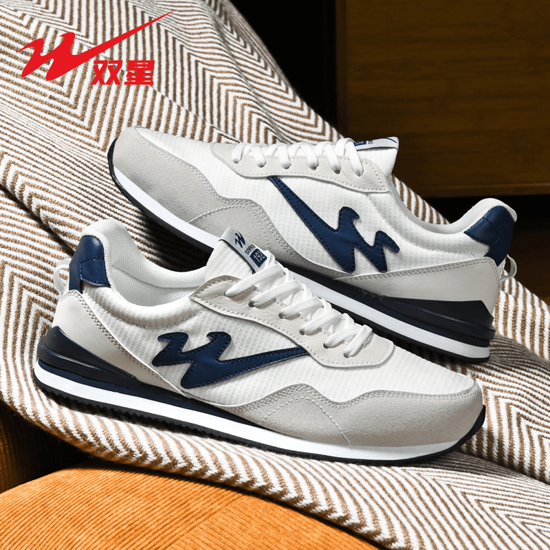双星国潮男鞋2024新款超火潮鞋时尚男士网面鞋夏季跑步健身板鞋男