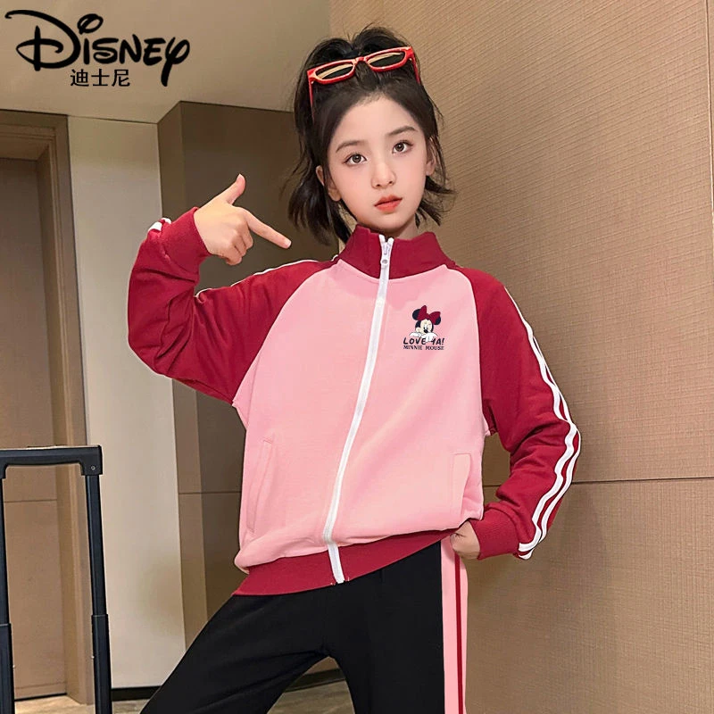 【Disney/迪士尼】冬季女童外套 新款儿童棒球服加绒冬装大童衣服